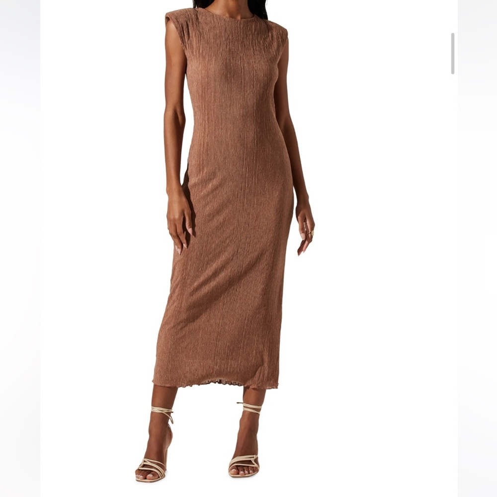 ASTR the Label Pleated Maxi Dress | XL Tan Bodycon, NWT